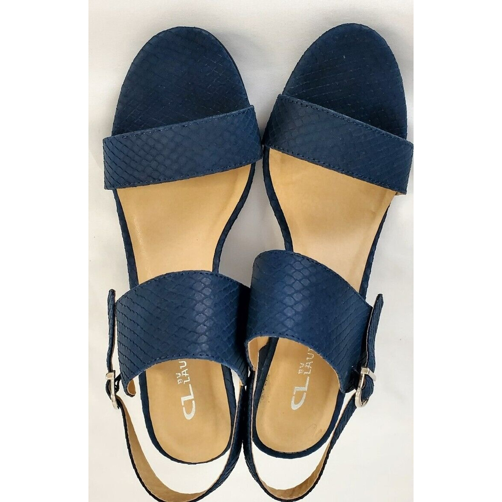 CL by Laundry Women's High Heels Size 8.5 Blue Ankle Strap Sandals EUC - Picture 6 of 6